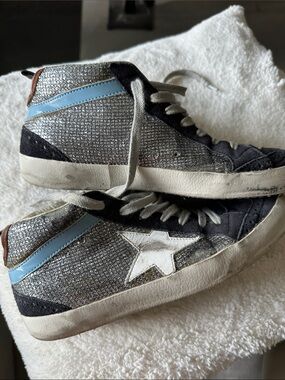 Golden Goose Women's Sneakers Mid Star Disco Glitter/White Star 36